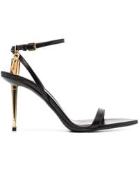 Tom Ford - Padlock Sandalen Aus Samt Mit Verzierungen - Lyst
