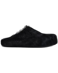 Marni - Long Hair Calfskin Fussbett Sabot - Lyst