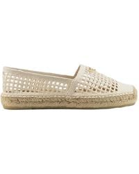 Prada - Crochet-Knit Logo-Plaque Espadrilles - Lyst