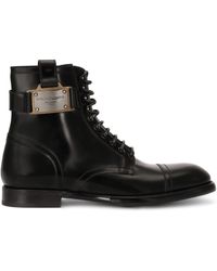 Dolce & Gabbana - Logo-plaque Ankle Boots - Lyst