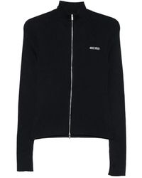 Miu Miu - Ribbed Zip-Up Cardigan - Lyst