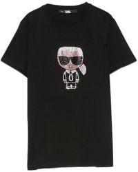 KARL LAGERFELD - Ikonik Rhinestone-Embellished T-Shirt - Lyst
