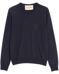 Valentino Garavani - Logo-Embroidered Wool Sweatshirt - Lyst