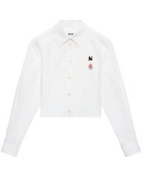 MSGM - Chemise Crop À Logo Imprimé - Lyst