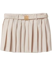 Miu Miu - Pleated Wool Miniskirt - Lyst