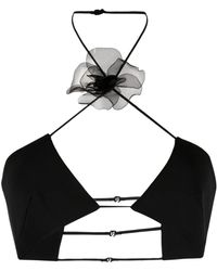 Nensi Dojaka - Floral-Appliqué Halterneck Cropped Top - Lyst