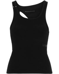 MM6 by Maison Martin Margiela - Geripptes Tanktop mit Cut-Outs - Lyst