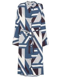 GANT - Tie-Waist Patterned Midi Dress - Lyst