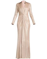 Tadashi Shoji - Long-Sleeve V-Neck Maxi Dress - Lyst