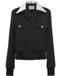 Prada - Wool Single-Breasted Jacket With Jewelled Buttons - Lyst