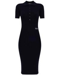 DSquared² - Ribbed-Knit Polo-Collar Midi Dress - Lyst