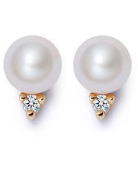 Astley Clarke - 14kt Recycled Yellow Gold Pearl And Diamond Stud Earrings - Lyst