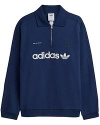 Song For The Mute - X Adidas Logo-Print Zip-Neck Polo Shirt - Lyst