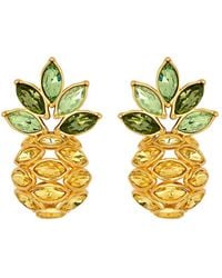 Oscar de la Renta - Pineapple Crystal Leaf Clip-On Earrings - Lyst