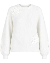 Twinset - Floral-Appliqué Ribbed-Knit Sweater - Lyst