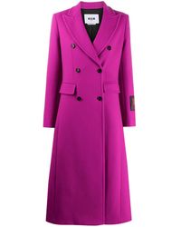 MSGM Double-breasted Tailored Coat - Purple