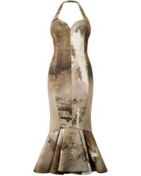 Roberto Cavalli - Marble-Print Midi Dress - Lyst