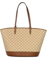 Gucci - Large Velvet Gg-Motif Leather-Trim Tote Bag - Lyst