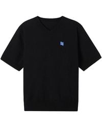 Adererror - V-Neck Logo-Patch T-Shirt - Lyst