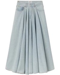 Agolde - Otto Geplooide Denim Maxi-Rok - Lyst