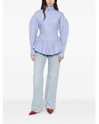 Thelatest - Elaine Peplum-Hem Puff-Sleeve Shirt - Lyst