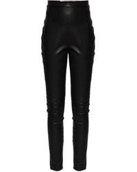 Balmain - High-Waisted Leather Trousers - Lyst