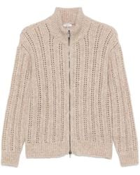 Peserico - Open-Knit Zip-Up Cardigan - Lyst