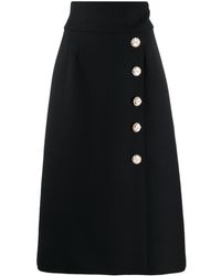 Dolce & Gabbana High-waisted Buttoned Midi Skirt - Black