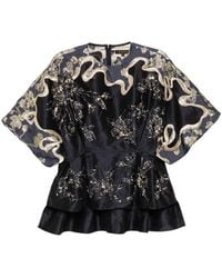 Biyan - Embellished Taffeta Blouse - Lyst