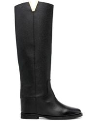 Via Roma 15 - Logo-Plaque Leather Knee-High Boots - Lyst