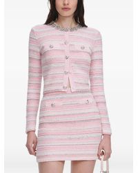 Self-Portrait - Crystal-Embellished Striped Cardigan - Lyst