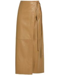 Nour Hammour - Leather Wrap Mid Skirt - Lyst