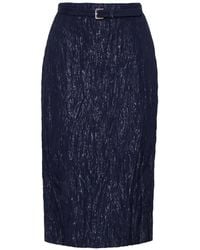 Adam Lippes - Rei Belted Crinkled-Effect Skirt - Lyst