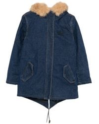 MC2 Saint Barth - Brenna Parka Aus Denim Mit Kapuze Aus Faux Fur - Lyst