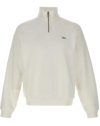 Lacoste - Sweat Brodé À Col Zippé - Lyst