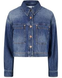 Aspesi - Cropped Denim Jack - Lyst