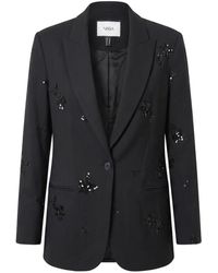 Nissa - Sequin-Embellished Floral-Appliqué Blazer - Lyst