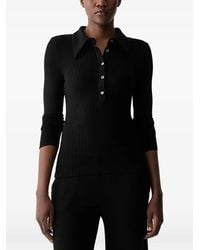 La Mania - Ribbed-Knit Long-Sleeve Polo Shirt - Lyst
