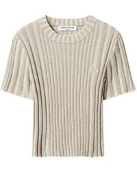 Maison Kitsuné - Ribbed-Knit Crew-Neck T-Shirt - Lyst
