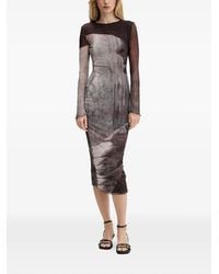 Desigual - Long Sleeve Printed Midi Dress - Lyst