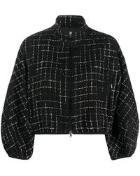 Herno - Grid-Patterned Cropped Jacket - Lyst