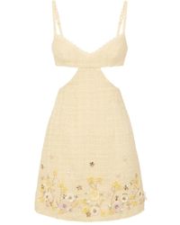 Elisabetta Franchi - Cut-Out Floral-Embroidered Mini Cocktail Dress - Lyst