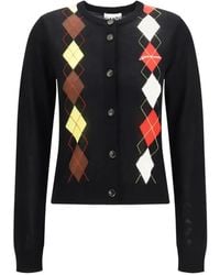 Ganni - Diamond-Pattern Cardigan - Lyst