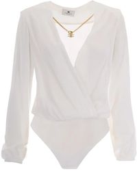 Elisabetta Franchi - Body Drapé À Détail De Chaîne - Lyst