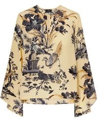 Etro - Floral-Print Silk Blouse - Lyst