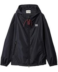 Miu Miu - Drawstring-Hood Zip-Up Jacket - Lyst