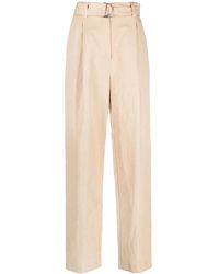 MSGM - Belted Straight-Leg Trousers - Lyst