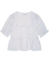 Ganni - Striped Blouse - Lyst