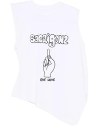 Sacai - Graphic-Print Asymmetric Top - Lyst