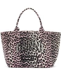 Ganni - Animal Print Top Handle Tote Bag - Lyst